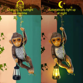 Rossesay outdoor monkey statue installation demonstrates easy hanging with built in hook