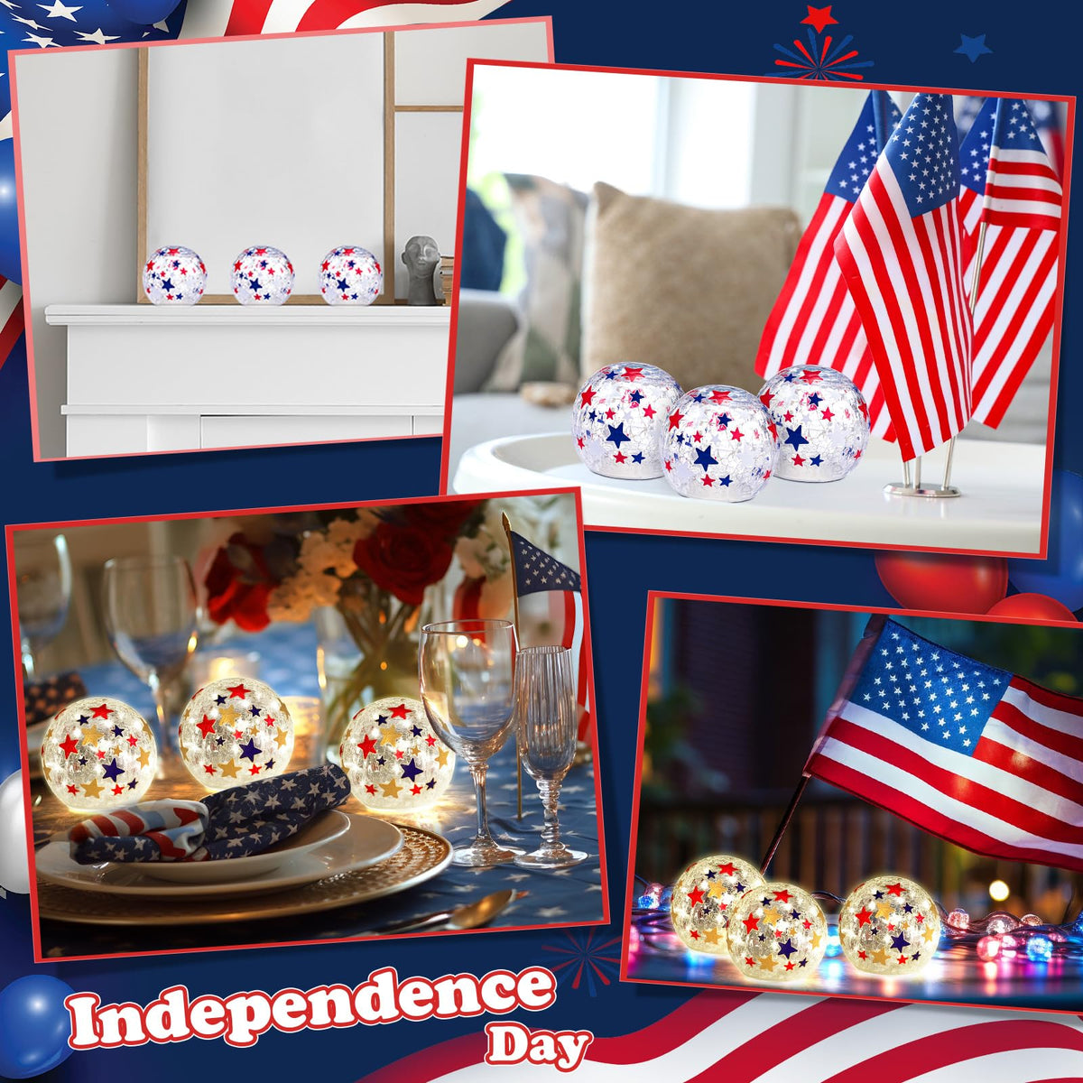 Rossesay patriotic globe light table centerpiece for celebrations