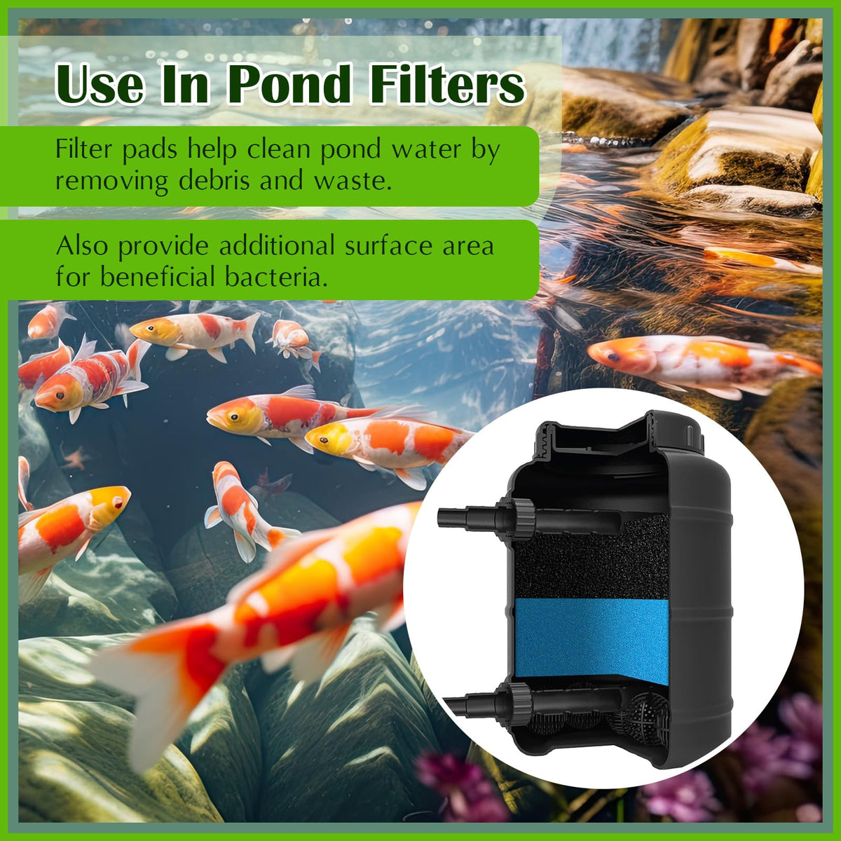 Rossesay pond filter pad fine black enables smooth water circulation and clearer displays