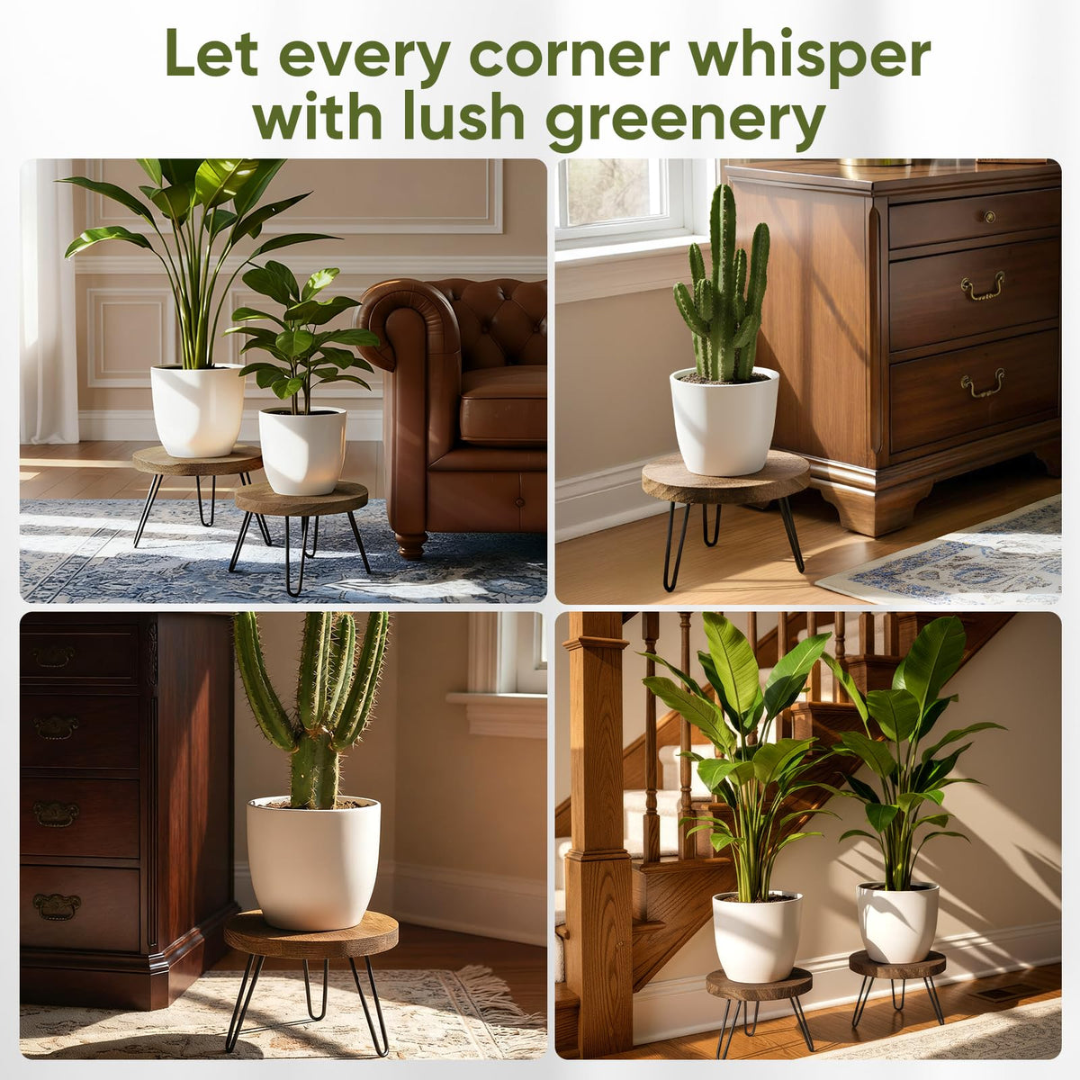 ROSSNY sturdy wooden bracket support keeps small pots stable on any surface.