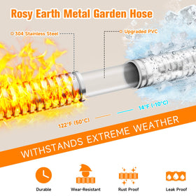 Non-slip rubberized handle on Rosy Earth hose for comfortable use.