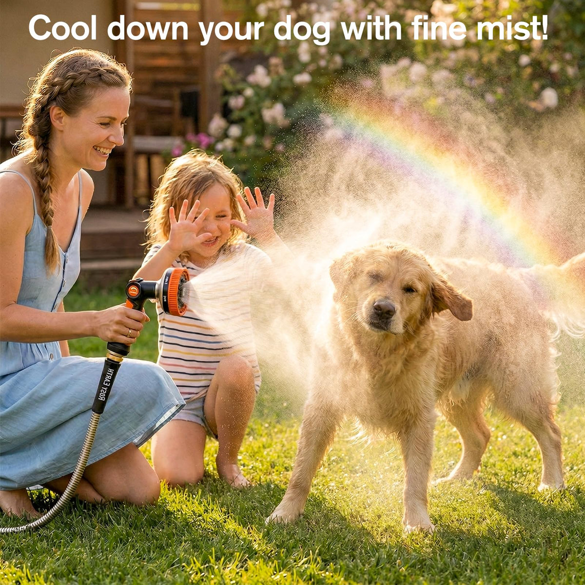 Rosy Earth non-slip thumb-control handle makes water flow adjustments simple.