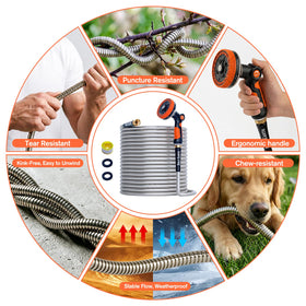 Rosy Earth standard 3/4 inch US fitting connects securely to outdoor faucets.