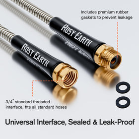 Rosy Earth weather-ready hose withstands sun, rain, and cold for outdoor reliability.