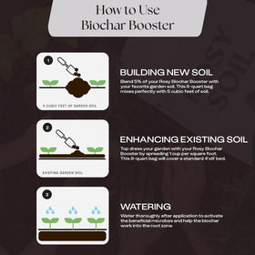 Rosy Soil Biochar Booster blends mycorrhizae and worm castings for a robust root system.