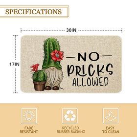 Roszwtit cactus-gnome design door mat for outdoors, weather-ready style and easy-care use.