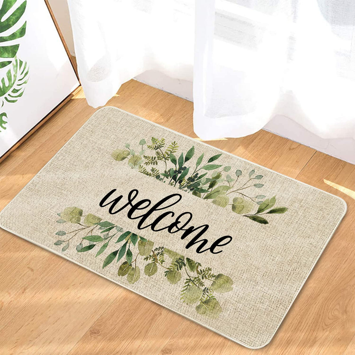 Roszwtit spring eucalyptus floral curl packaging protects the mat from creases during shipping