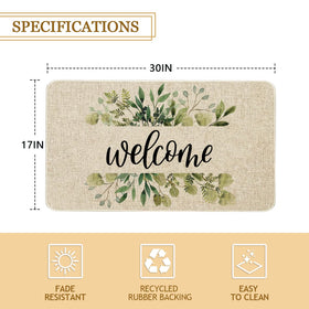 Roszwtit spring eucalyptus floral non-slip backing keeps mat secure on floors