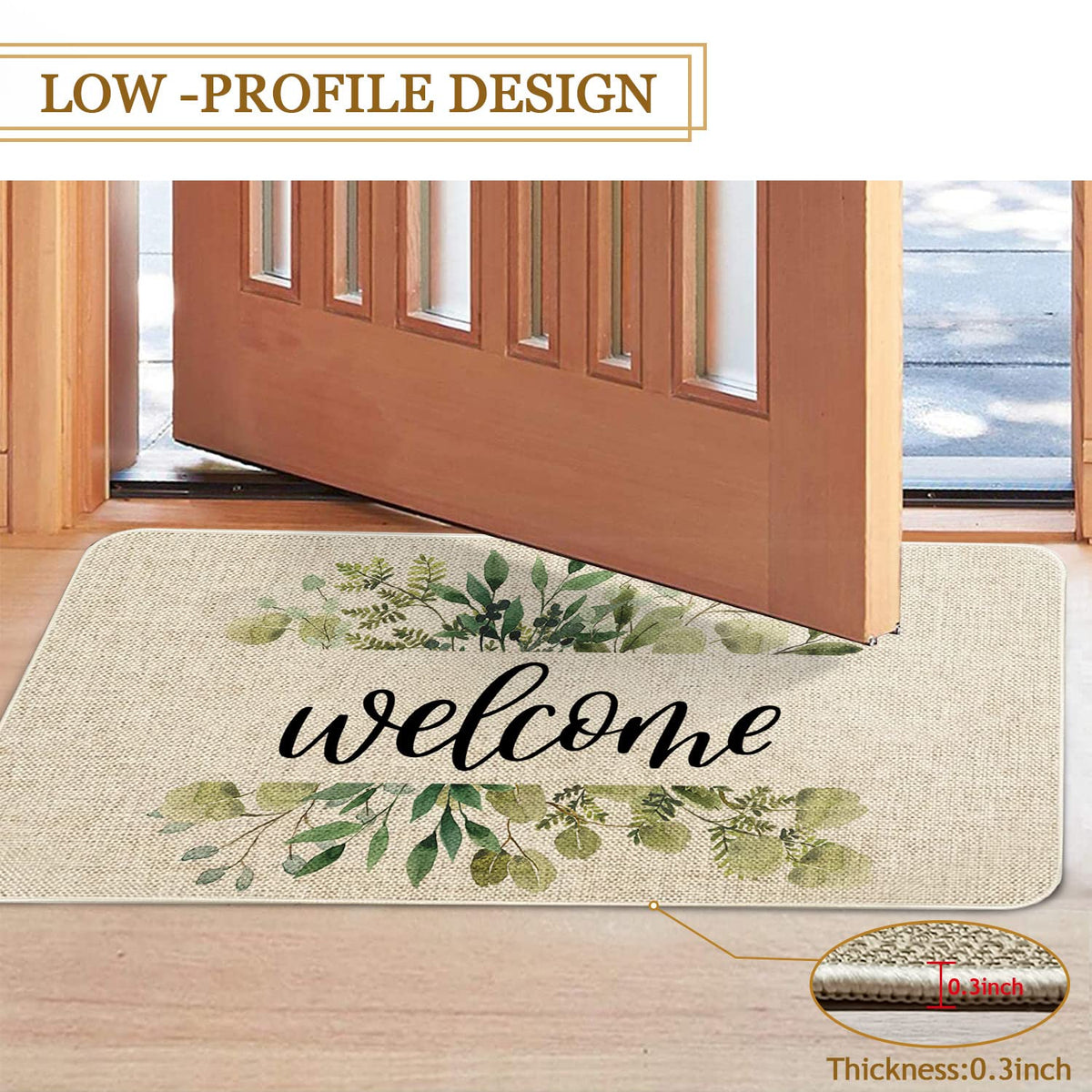 Roszwtit spring eucalyptus floral linen-like surface scrapes dirt before tracking inside