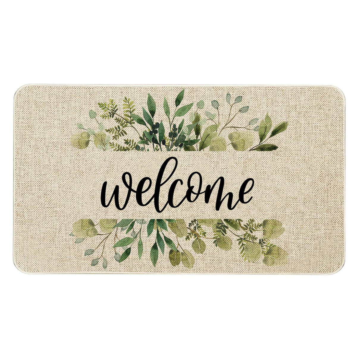 Roszwtit spring eucalyptus floral welcome doormat showcases vibrant colors to boost curb appeal and welcome guests
