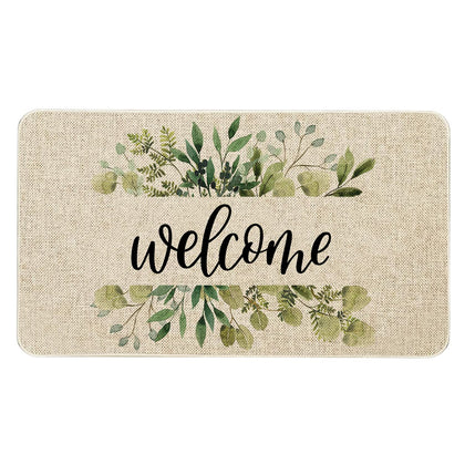 Roszwtit spring eucalyptus floral welcome doormat showcases vibrant colors to boost curb appeal and welcome guests