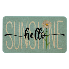 Roszwtit Hello Sunshine Daisy doormat front view with vibrant color and non-slip grip.