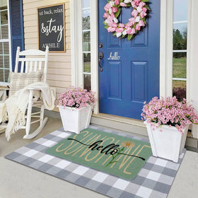 Roszwtit Hello Sunshine Daisy welcoming decorative mat for homes and gifting.