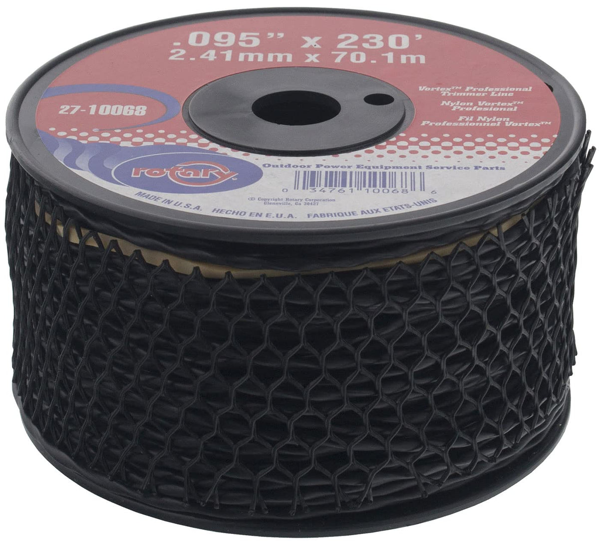 Rotary Vortex trimmer line close-up highlighting .095 inch diameter.