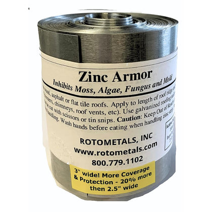 Rotometals Zinc Armor on roof edge provides durable protection.