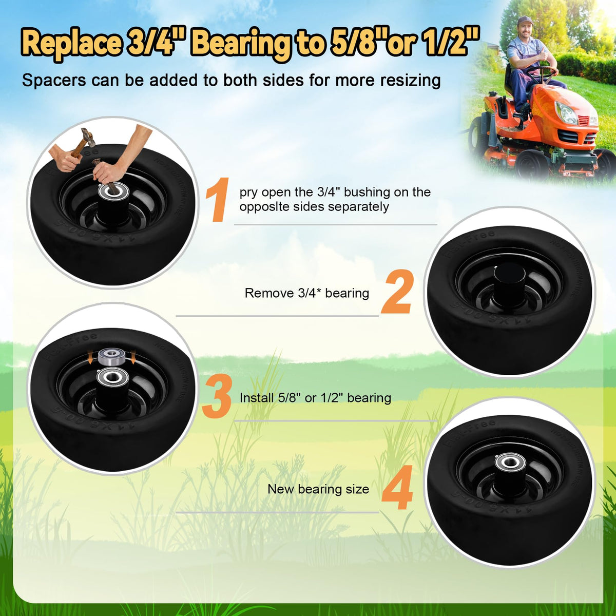 Roueoo compatible zero-turn mower installation demonstrates easy upgrade process.