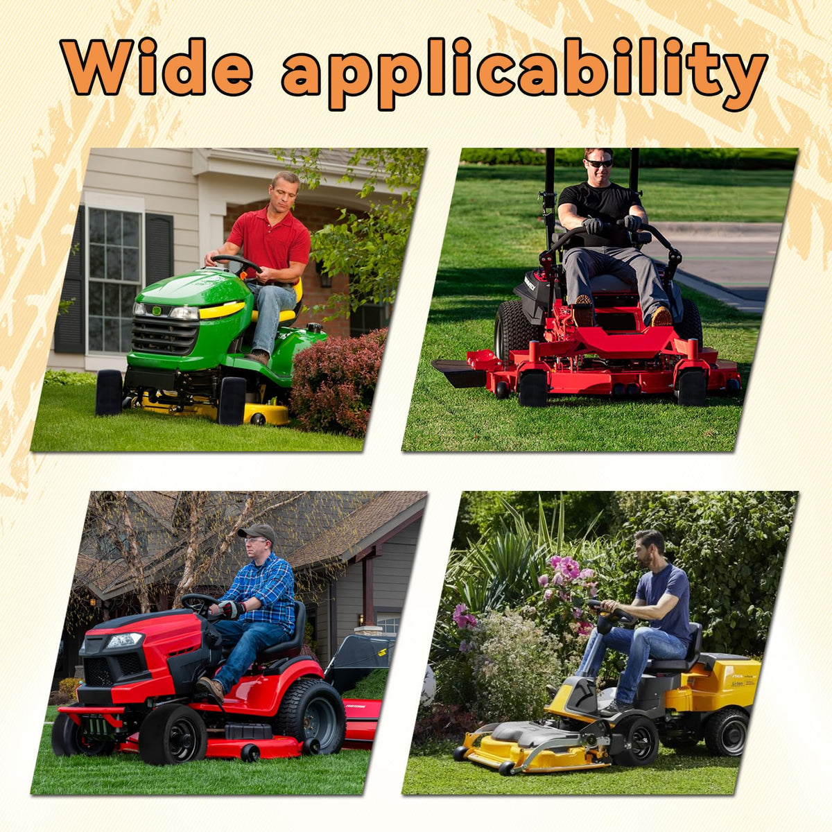Roueoo durable grass-terrain performance image emphasizes reliable traction on uneven ground.
