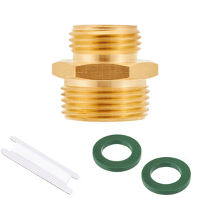 RouLiPouLi brass adapter showing 3/4in GHT to 1in NPT connection for durable fittings.