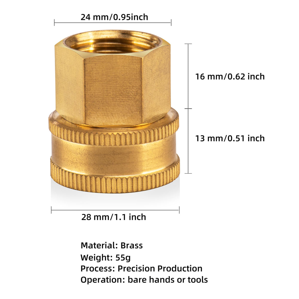 RouLiPouLi GHT to NPT female adapter close-up showing precise threads.