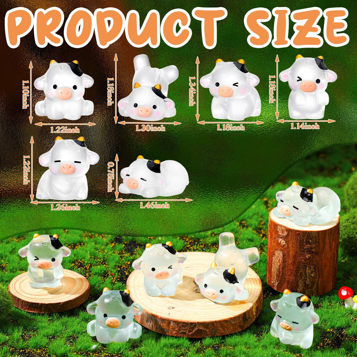 RoundFunny luminous cow figurine with detailed resin finish.