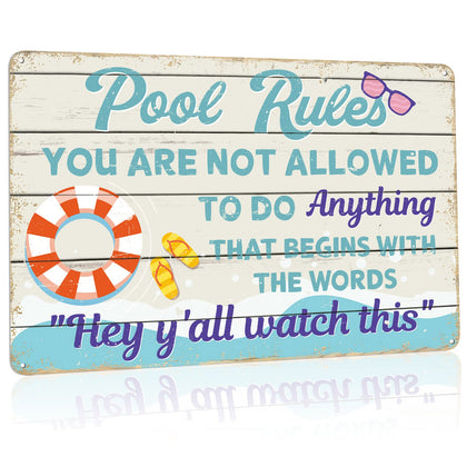 Rousen pool decor sign for outdoor beach-themed poolside ambiance.