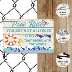 Rousen pool party sign adds humor and charm to any pool area.