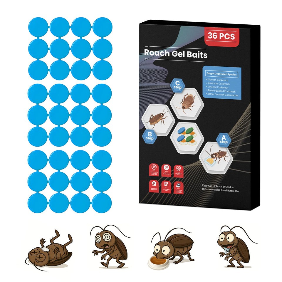 Routeade 36-pack roach gel bait stations for long-lasting indoor control.