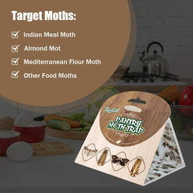 Routeade pheromone attractant glue captures moths safely without sprays.