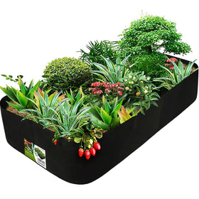 Roveinsia fabric raised garden bed with 128-gallon capacity and three-grid layout for organized crops.