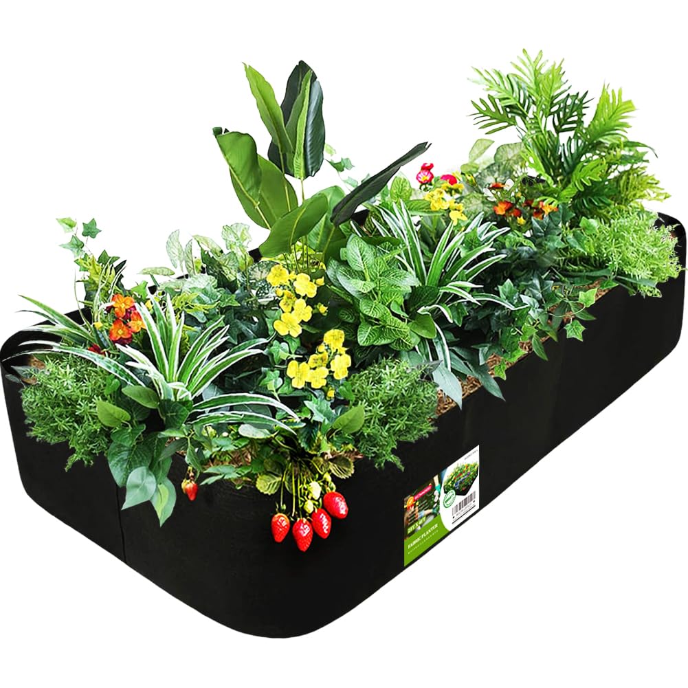 Roveinsia fabric raised garden bed 58 gallon for durable breathable root growth.