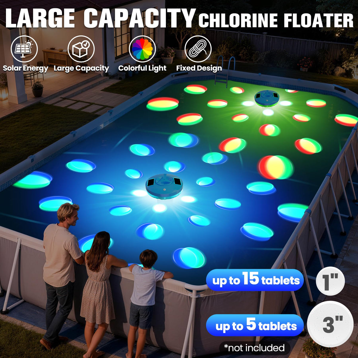RovPool chlorine floater made of durable ABS material for long-term use.