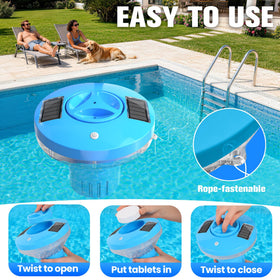 RovPool chlorine floater features a rope-threading ring to secure with rope.