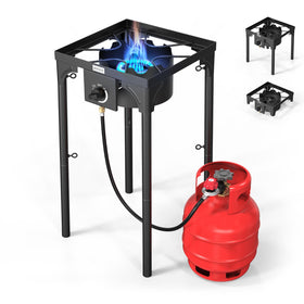 ROVSUN 100000-BTU stove undergoing quick outdoor assembly for fast cooking setup