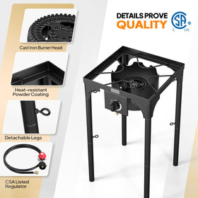 Sturdy cast-iron frame of ROVSUN stove supports heavy pots outdoors