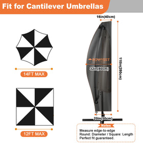 ROWYEET 12-14ft cantilever round-14ft umbrella cover protecting a round canopy