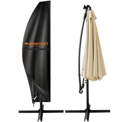 ROWYEET 12-14ft cantilever square umbrella cover shielding rain and sun on a deck