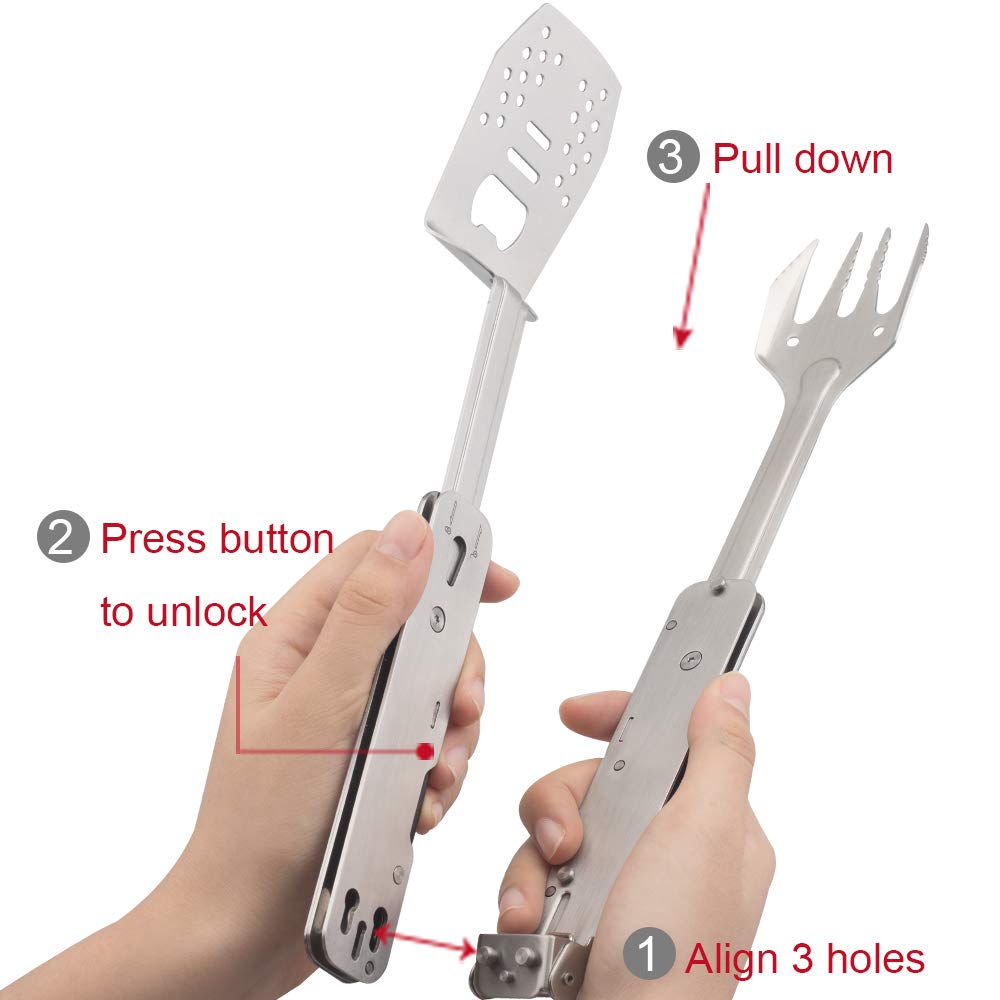 ROXON 4-in-1 mini folding BBQ bottle opener handy on hikes and picnics