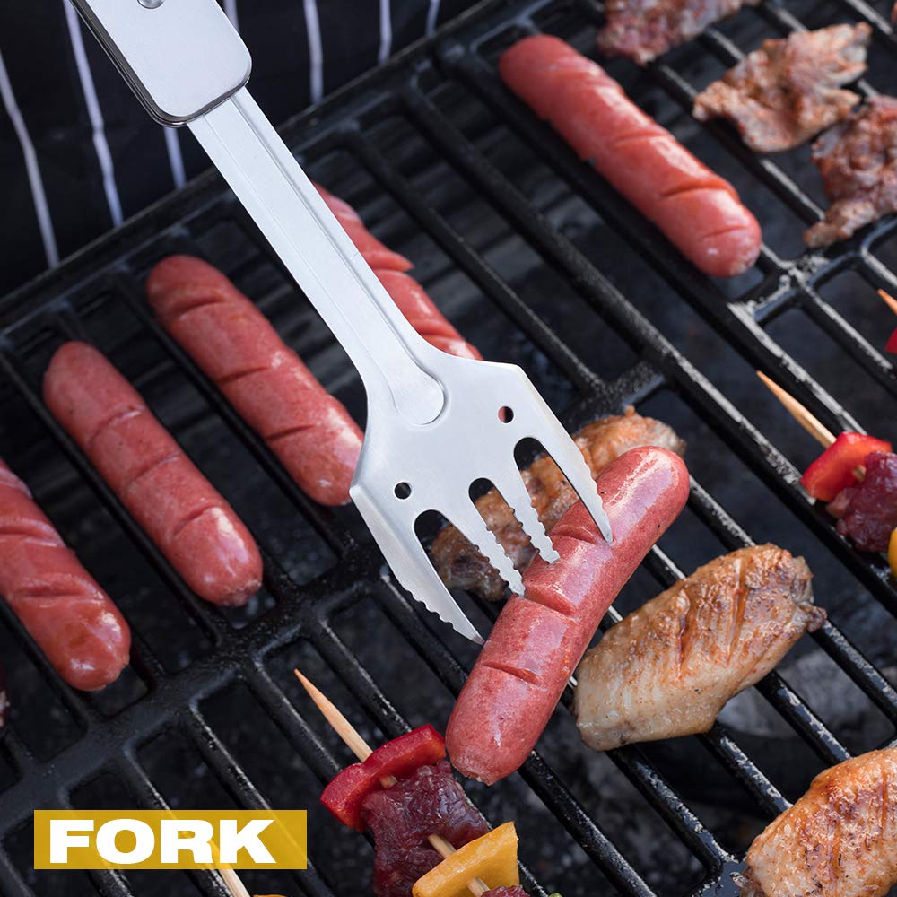ROXON 4-in-1 mini folding BBQ embossed-handle resists bending in rugged use