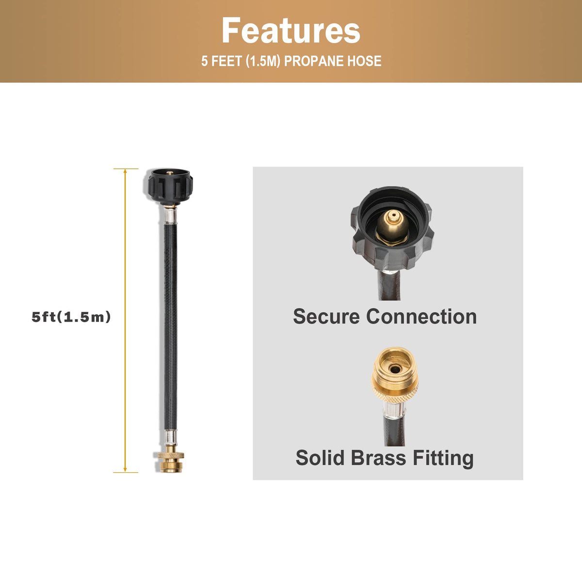 Brass adaptor provides durable, safe connection to Type 1 tanks for steady grilling