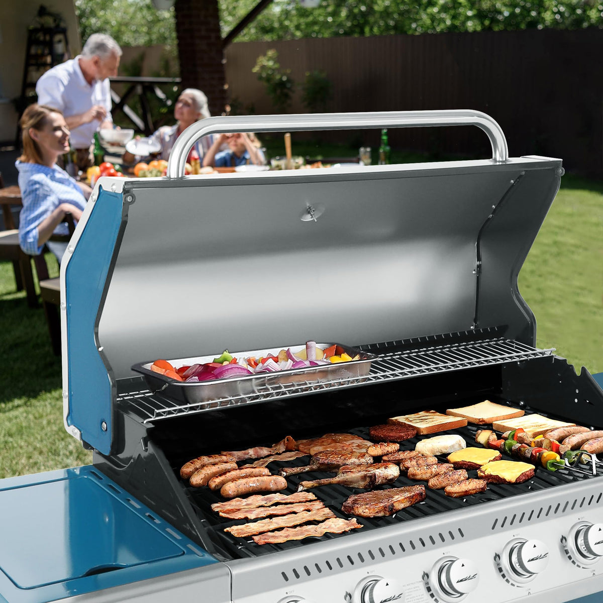 Royal Gourmet GA6402B porcelain lid showing rust-resistant, easy-clean surface