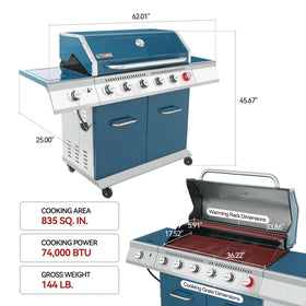Royal Gourmet GA6402B sear burner detail for rapid crust and flavor development