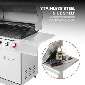 GA6402S removable grease tray simplifies cleanup after barbecues.