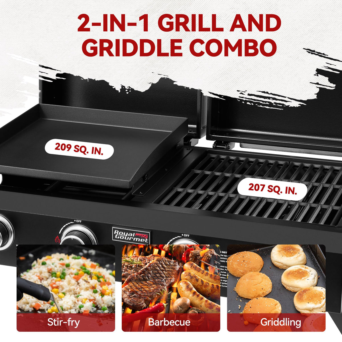 Royal Gourmet GD4002TP electronic ignition for quick, reliable flame starts.