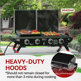 Royal Gourmet GD4002TP regulator and hose included for propane setup.