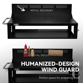 Royal Gourmet PC4401B bottom shelf stores utensils and boxes tidily