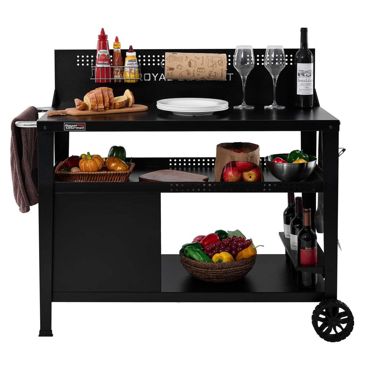 Royal Gourmet PC4401B table top with wind guard creates a sturdy outdoor workspace