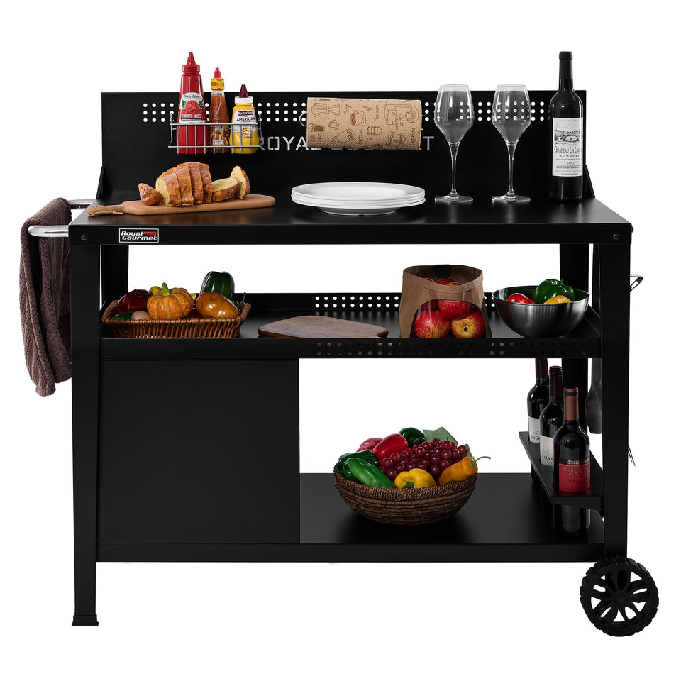 Royal Gourmet PC4401B table top with wind guard creates a sturdy outdoor workspace
