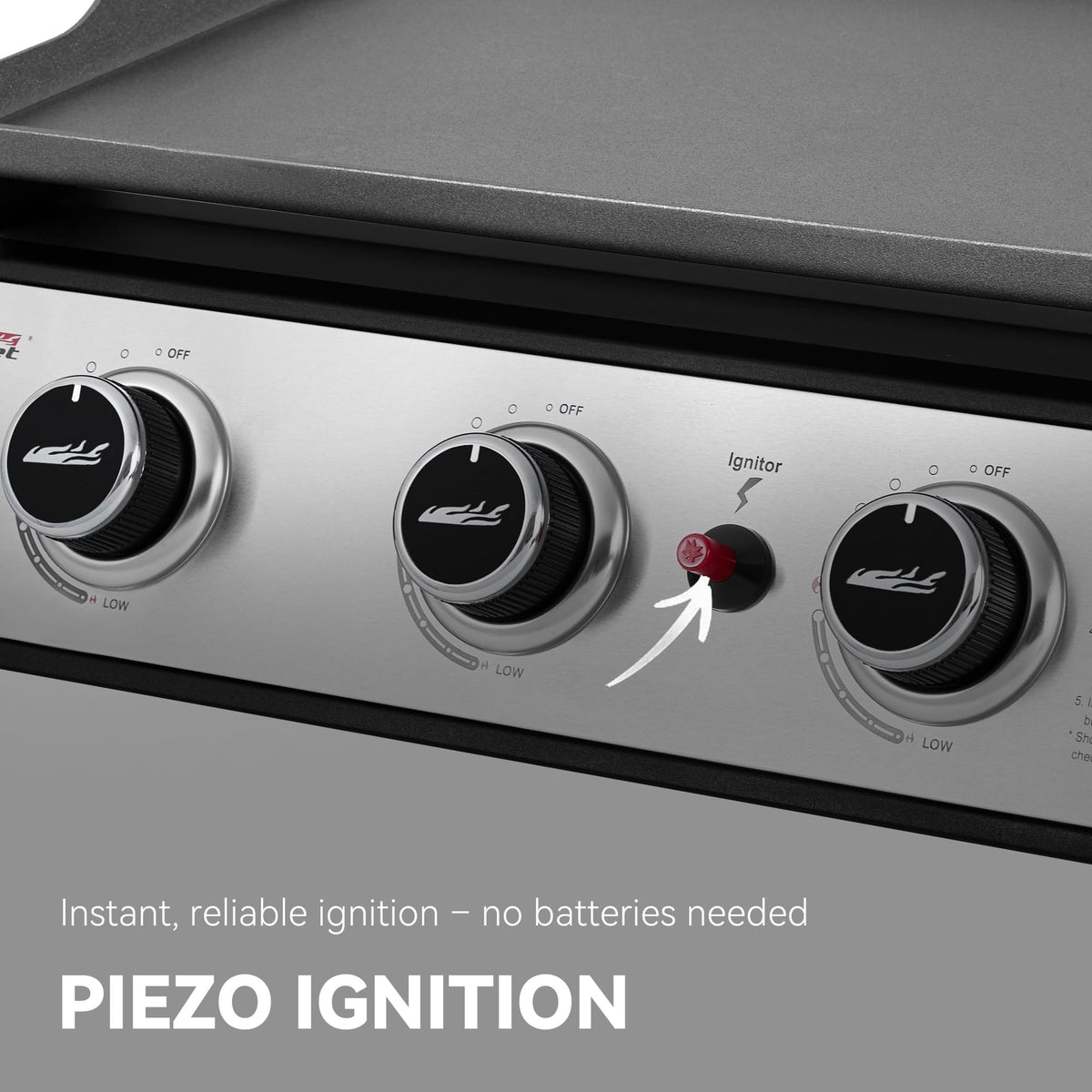 Three independently controlled burners provide versatile heat zones.