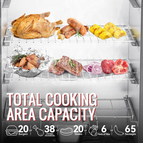 Royal Gourmet SE2805 454 square inches cooking area supports multiple dishes.