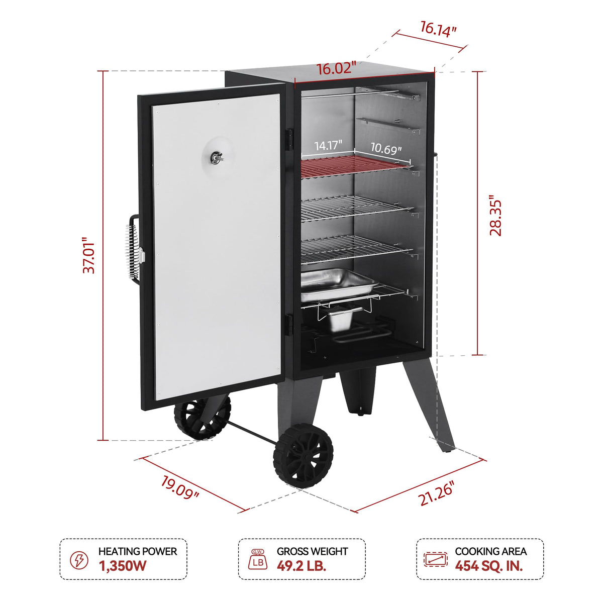 Royal Gourmet SE2805 analog temperature control for quick, precise adjustments.